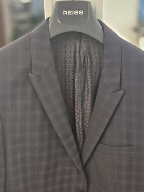 Sand Copenhagen Men's Navy Reda Super 110s Wool Windowpane Sport Coat 50EU 40US
